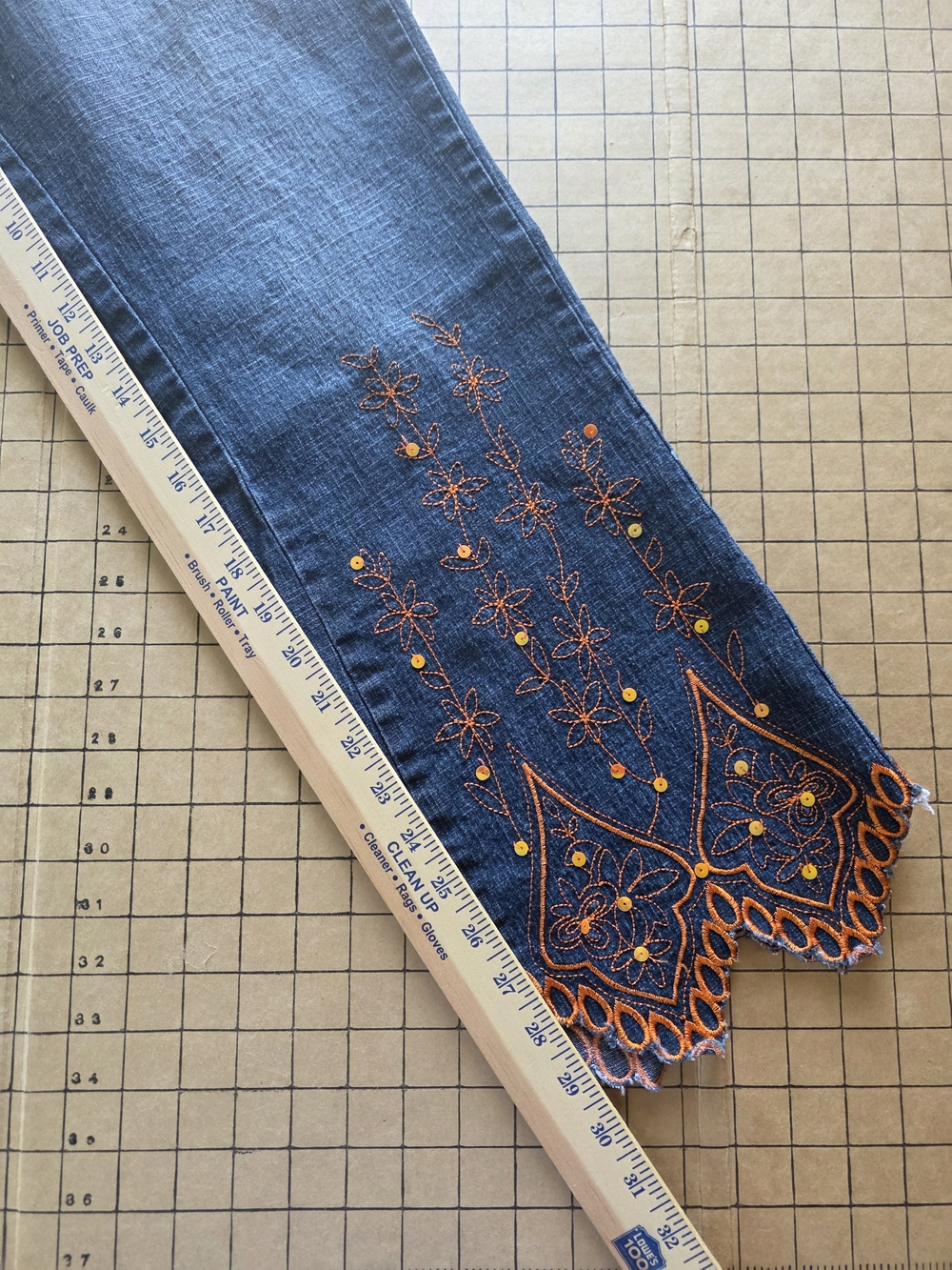 Apollo Jeans Stretch Bootcut Denim Ramie Cotton Blend Embroidery 13/14 - Picture 11 of 16